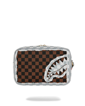 Load image into Gallery viewer, CREAM AND BROWN TEAR CHECK TOILETRY BAG

